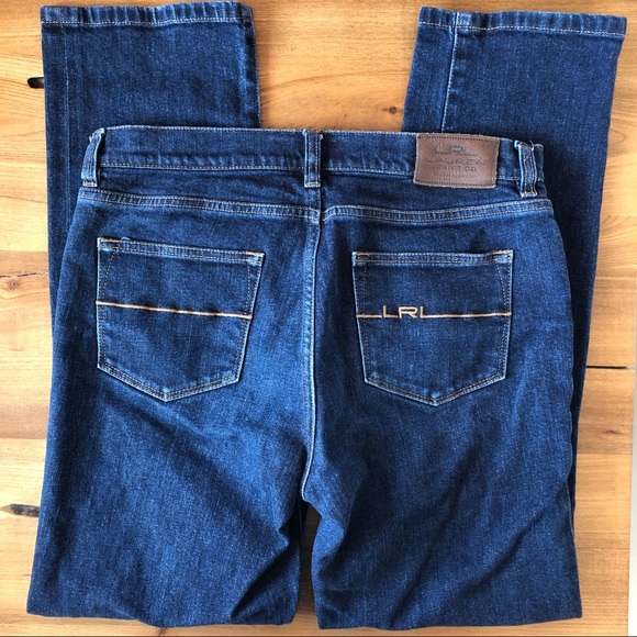 Lauren Ralph Lauren Blue Dark Wash High Rise Classic Straight Jeans - Picture 5 of 8
